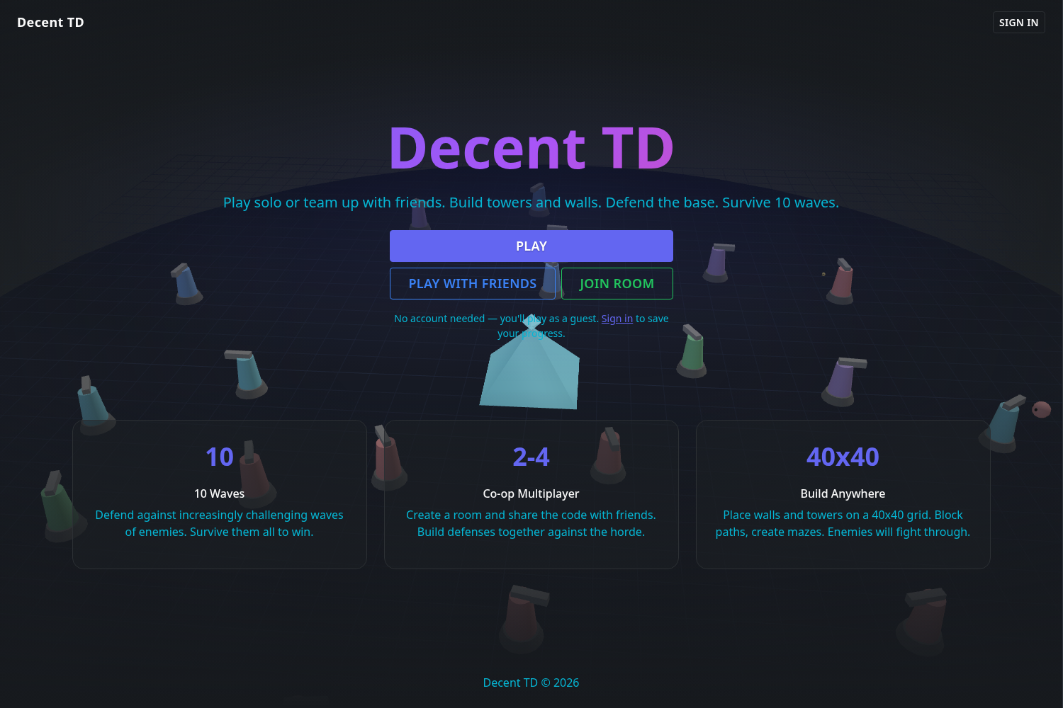 Decent TD animated 3D landing page